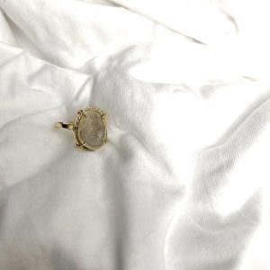 n e w | 24k gold plated twisted wire set raw crystal quartz stone